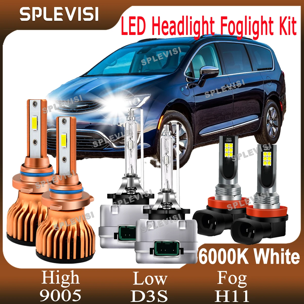 Lampade Auto Hid White Led Headlight 9005 High D3S Xenon Low Lamp H11 Foglight Compatibile Per Chrysler 200 2016 2017 Pacifica 2017