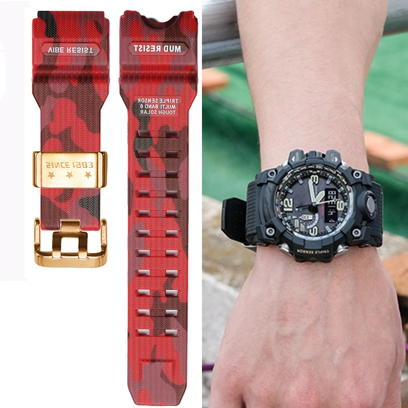 Cinturino Di Ricambio In Resina Per Casio Mudmaster Gwg1000-1A3 Cinturino Per Orologio 3 Stelle Anello In Acciaio Inossidabile Accessori Per Orologi