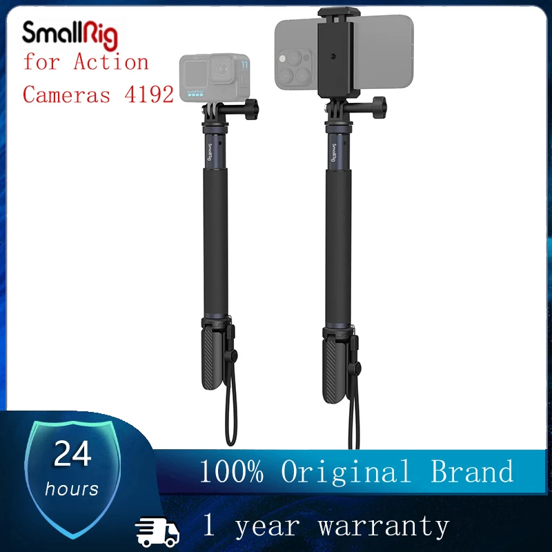 Smallrig Selfie Stick Per Action Cam Include Selfie Stick, Morsetto Per Smartphone, Action Camera, Montaggio Mini Treppiede 20-95Cm Di Estensione