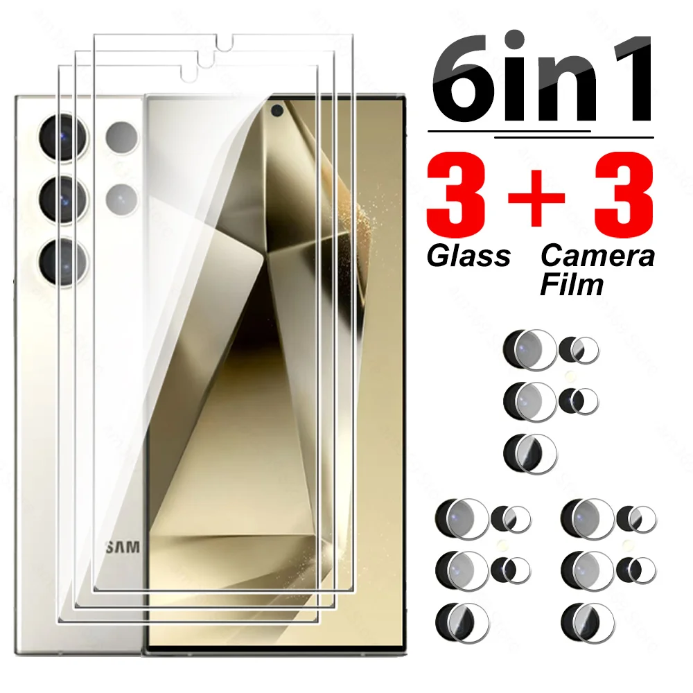 6 In1 Per Samsung Galaxy S24 Ultra Case Samung S 24 Plus S24 5G Vetro Temperato Su Per Samsung S24Ultra S24 Ultra Screen Protector