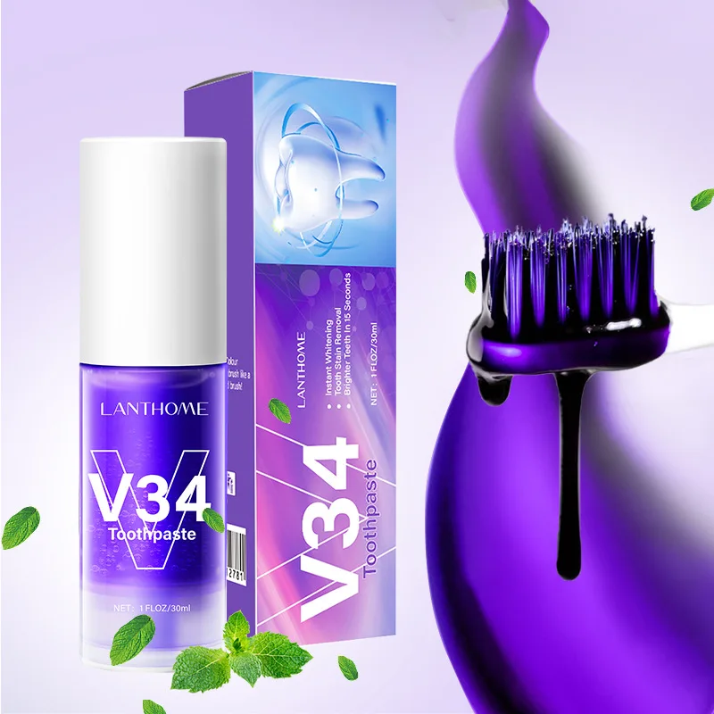 Nuovo Dentifricio Sbiancante Per Denti Mousse V34 Colorante Per La Correzione Dei Denti Sbiancante Per Denti Viola Dentifricio Sbiancante Non Invasivo