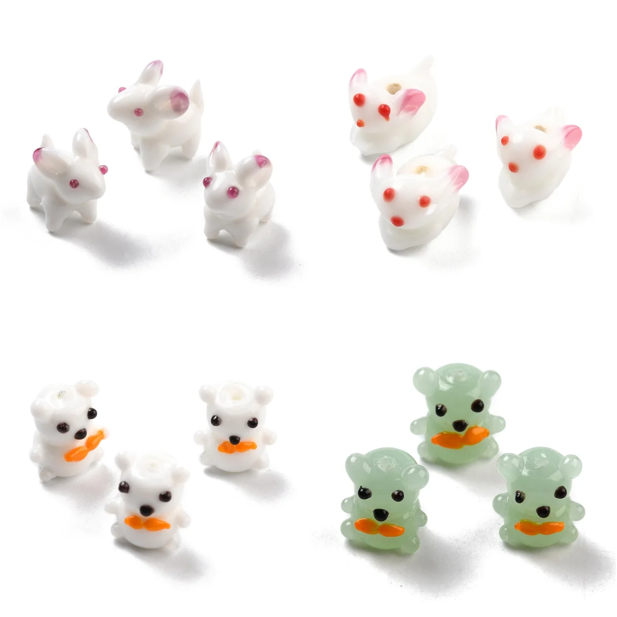 Pandahall Carino Anatra Fiore Perline Lampwork Punti Esterni Fatti A Mano Perline Distanziatore In Vetro Lampwork Per Gioielli Fai Da Te Che Fanno Bra