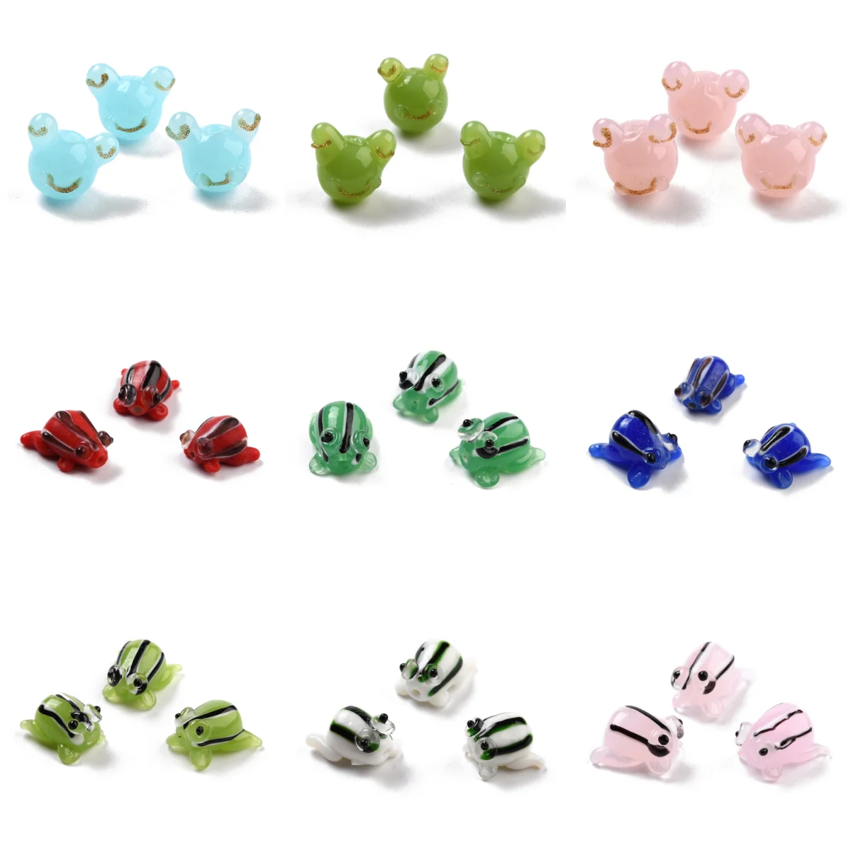 Pandahall 5Pcs Cartoon Frog Lampwork Beads Cute Animal Lampwork Perle Di Vetro Per Gioielli Fatti A Mano Orecchini Fai Da Te Collana Accessorio