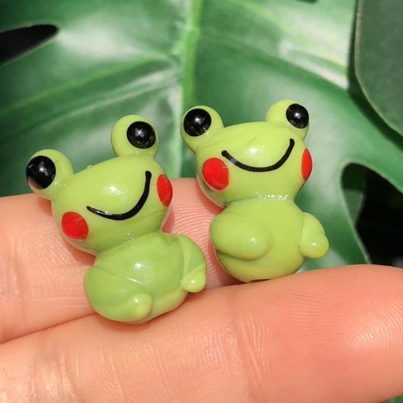 15X22Mm Lovely Green Frog Handmade Lampwork Glass Animali Artigianato Perline Ciondolo Per Gioielli Fare Risultati Fai Da Te Accessori