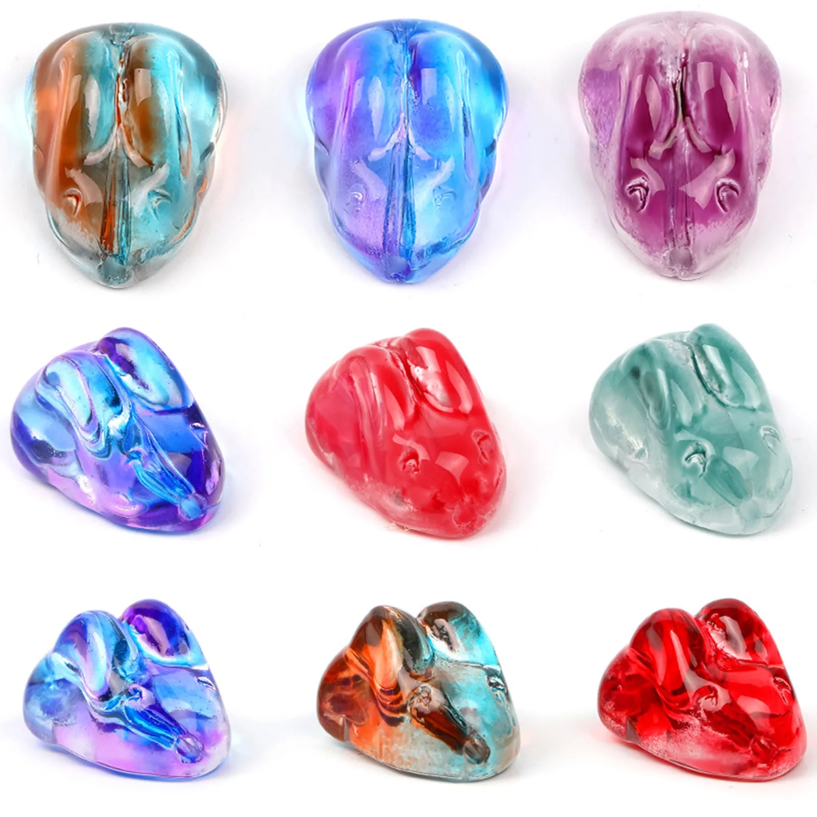 20Pc Glass Lovely Rabbit Bear Shape Bead Color Gradient Animal Loose Pendant Bead Braccialetto Fai Da Te Collana Gioielli Che Fanno Risultati