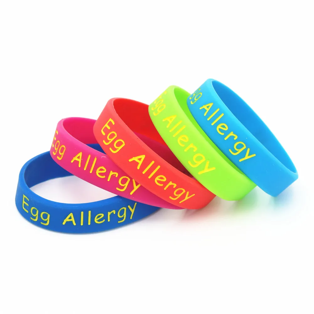 1Pc Medical Alert Egg Allergy Cinturino In Silicone Per Bambini Taglia Blu Verde Rosso Rosa Bracciale Per Bambini Piccoli Bracciali E Braccialetti Reg