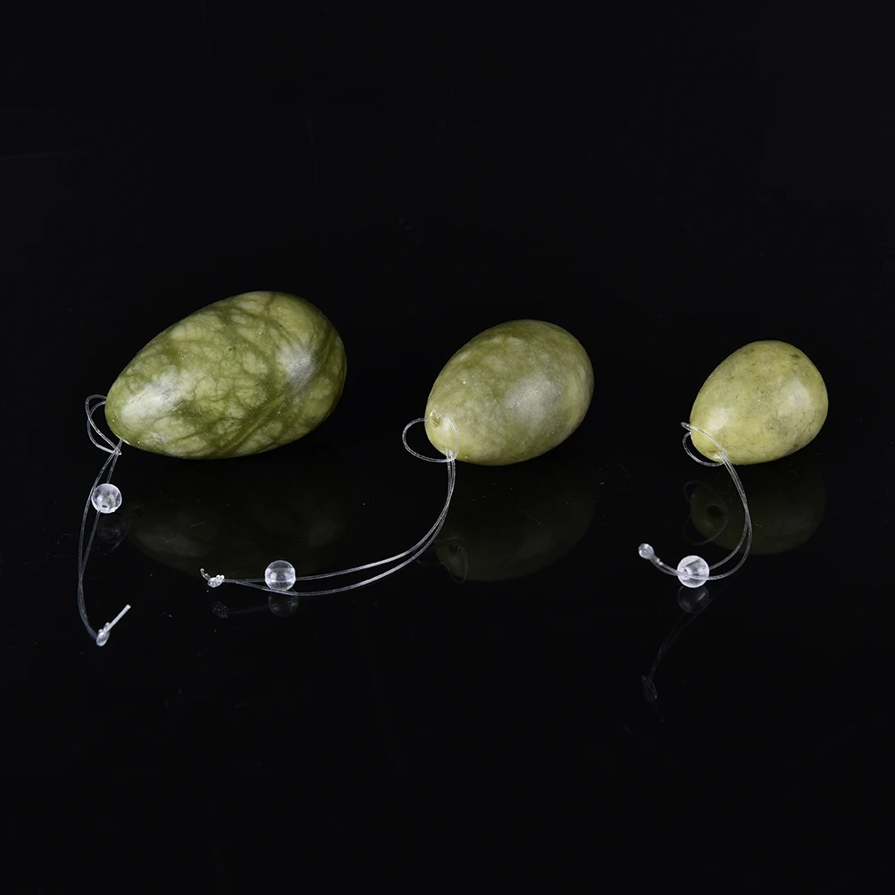 3 Pz/Set Uova Di Giada Verde Naturale Ben Wa Ball Donne Pavimento Pelvico Muscolo Kegel Esercizio Serraggio Vaginale Esercizio Yoni Egg