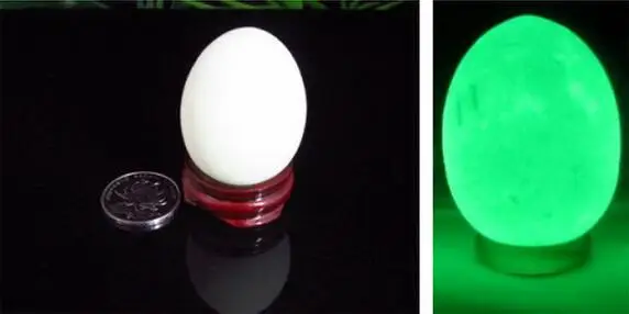45Mm-48Mm Green Glow Calcite Glow In Luminoso Uovo The Dark Stone Ball Sfera Di Cristallo Egg Healing Commercio All'Ingrosso 2 Pz/Lotto