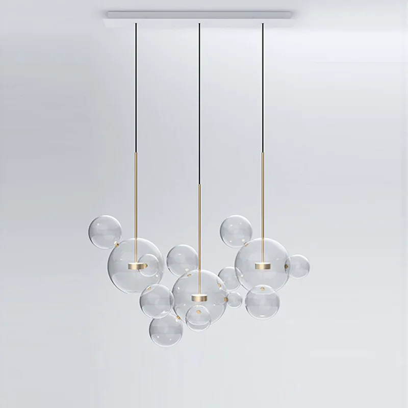 Led Nordico Oro Cromado, Cristal De Hierro Negro, Azul, Blanco, Burbuja Diseno, Luces Colgantes, Lampara Colgante Para Vestibolo