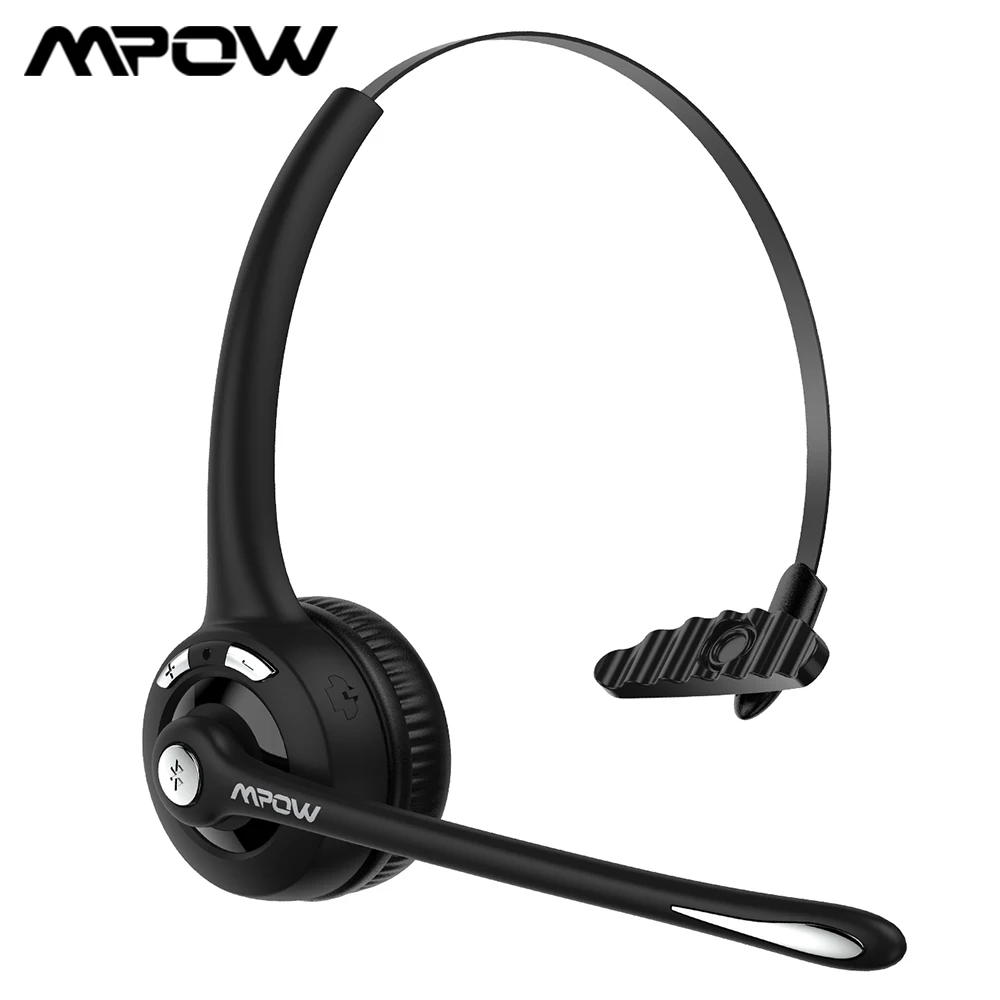 Cuffie Da Ufficio Mpow Pro Cuffie Senza Fili Bluetooth 5.0 Senza Fili Aggiornate Con Microfono Girevole A Cancellazione Di Rumore Per Driver