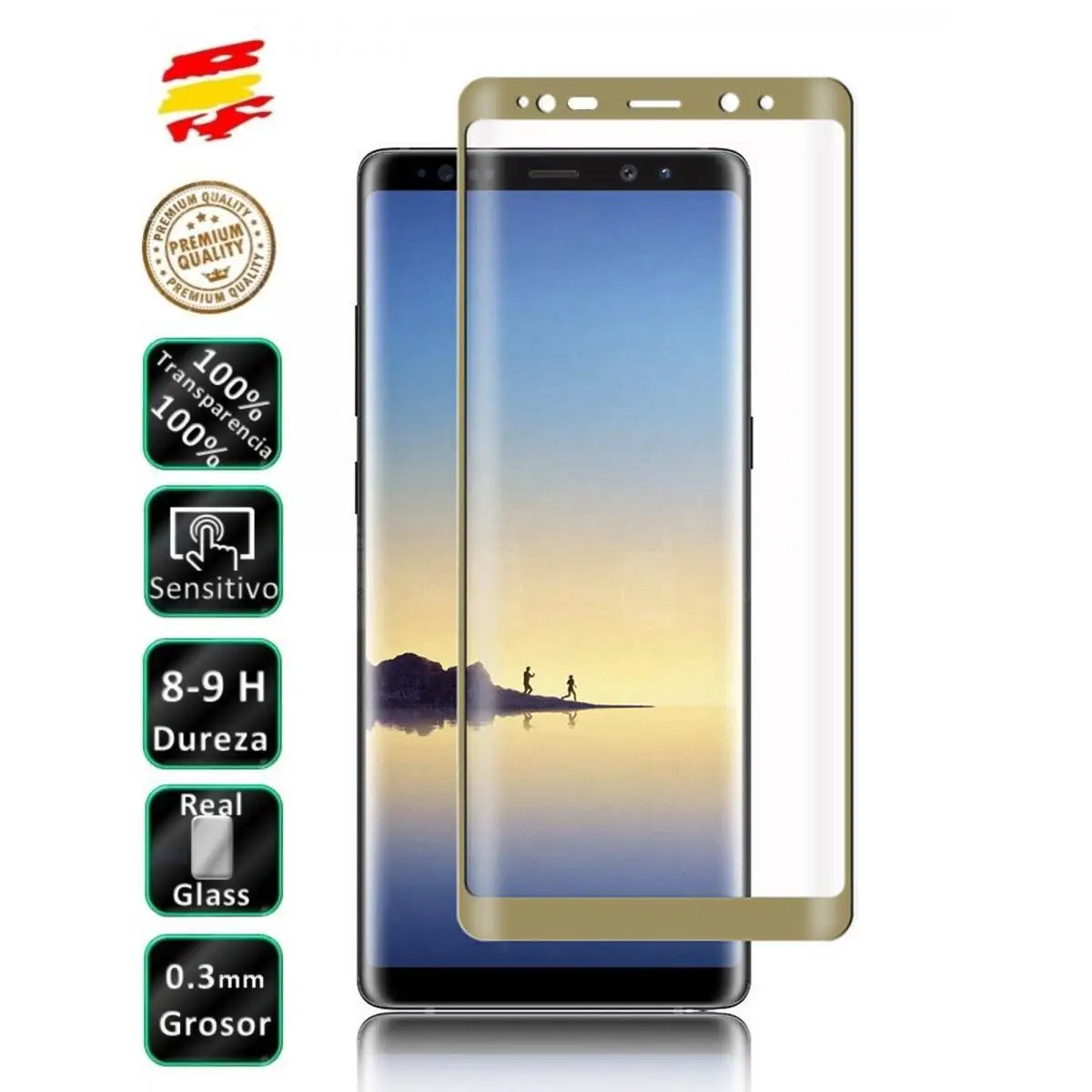 Proteggi Schermo In Vetro Temperato 3D Full Gold Samsung Galaxy Note 8