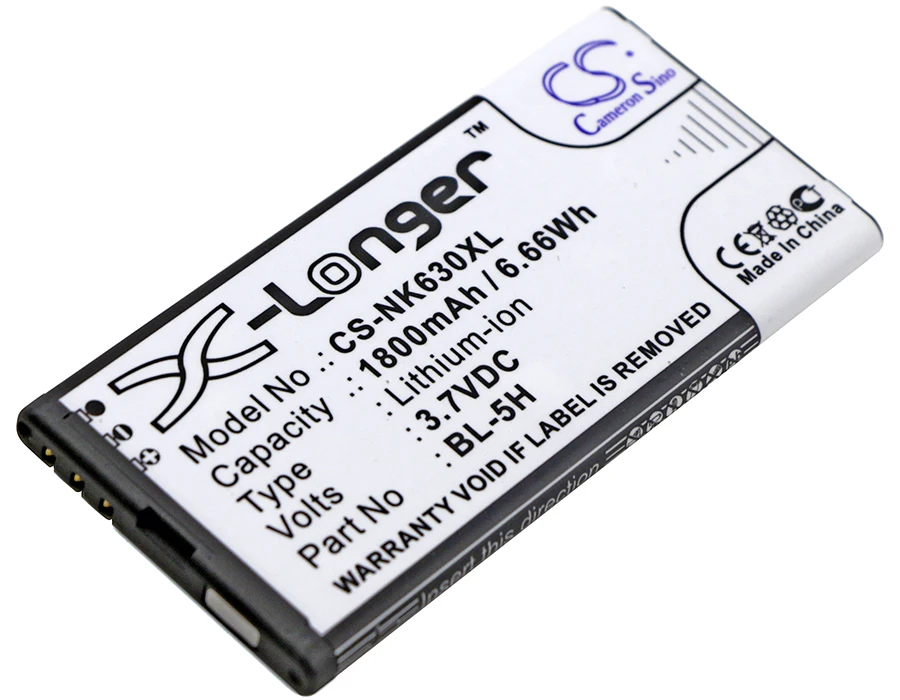 1800Mah Bl-5H Batteria Per Nokia Rm-975 Lumia 638 Lumia 636 Lumia 630 Lumia 630 Dual Sim Lumia 635