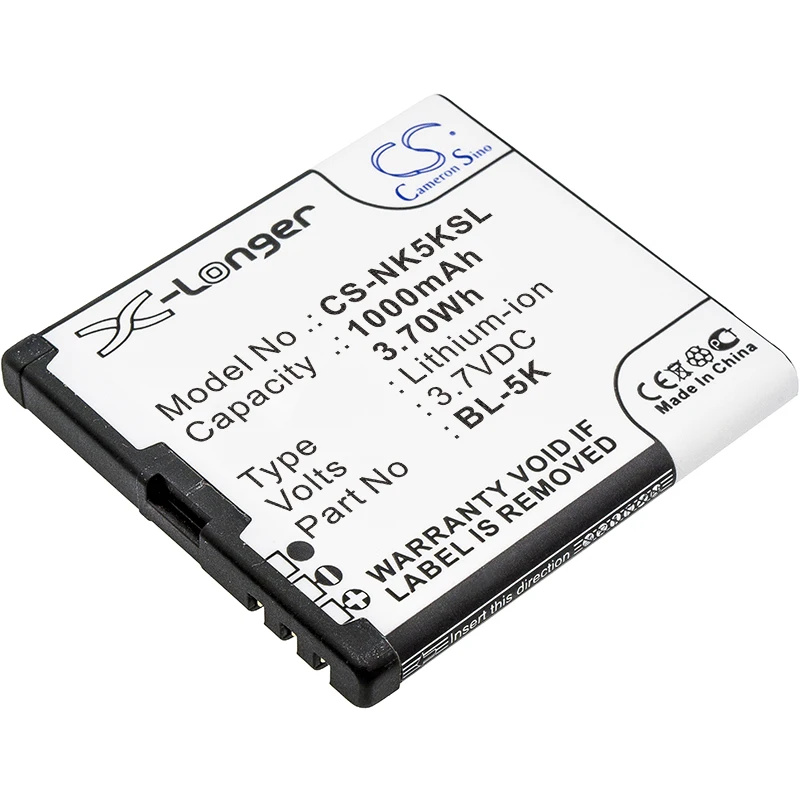 1000Mah Bl-5K Batteria Per Nokia X7-00 N86 C7 701 N85 T7 X7 C7-00