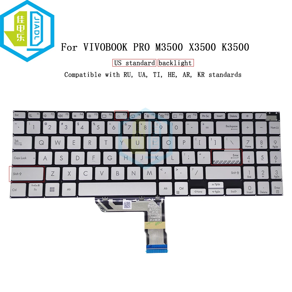 Tastiera Retroilluminata Inglese Degli Stati Uniti Della Thailandia Per Asus Vivobook Pro 15 Oled M3500 X3500 Pa X3500Pc M3500Qa K3500Pa K6500 Muslima