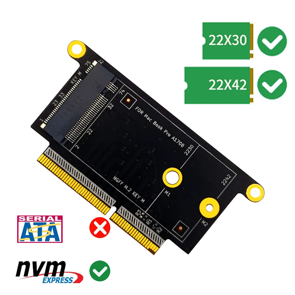 M2 Ssd Per Macbook 1708 Nvm-E Supporta 2230 2242 Key-M M.2 Ssd Per Apple Macbook Pro 1708 Per Macbook A1708 Ssd Adattatore