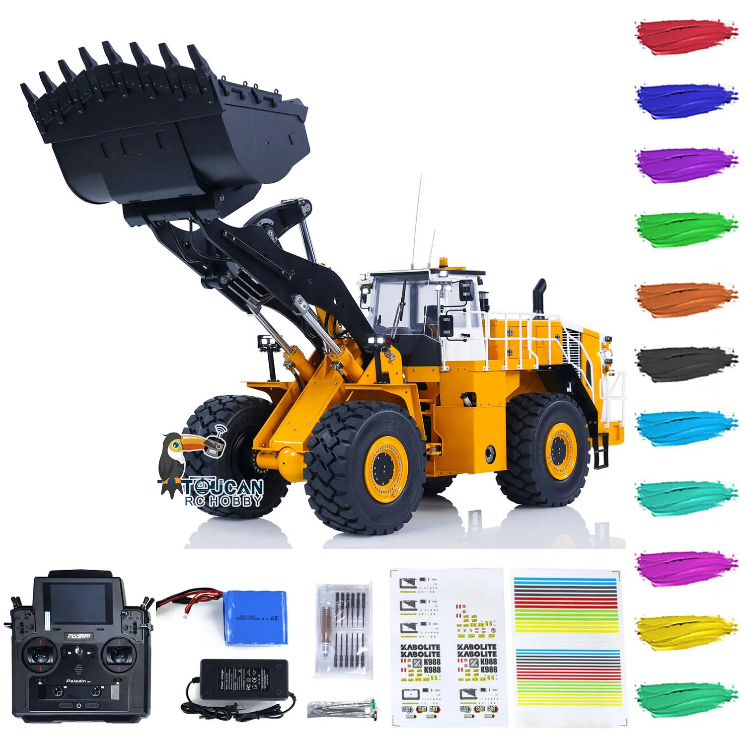 Kabolite K988 1/14 Caricatore Idraulico Rc In Metallo Huina Paladin Pl18 Lite Radiocomando Auto Assemblato Giocattoli Dipinti Modello Con Pompa