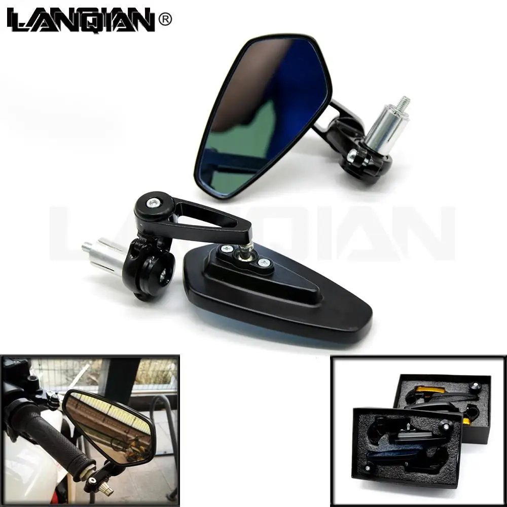 Specchietti Moto Maniglia Bar End Side Specchietti Retrovisori Blue Glass Cafe Racer Per Yamaha Xv 950 R Abs/Racer Ybr Tmax500 Tmax530
