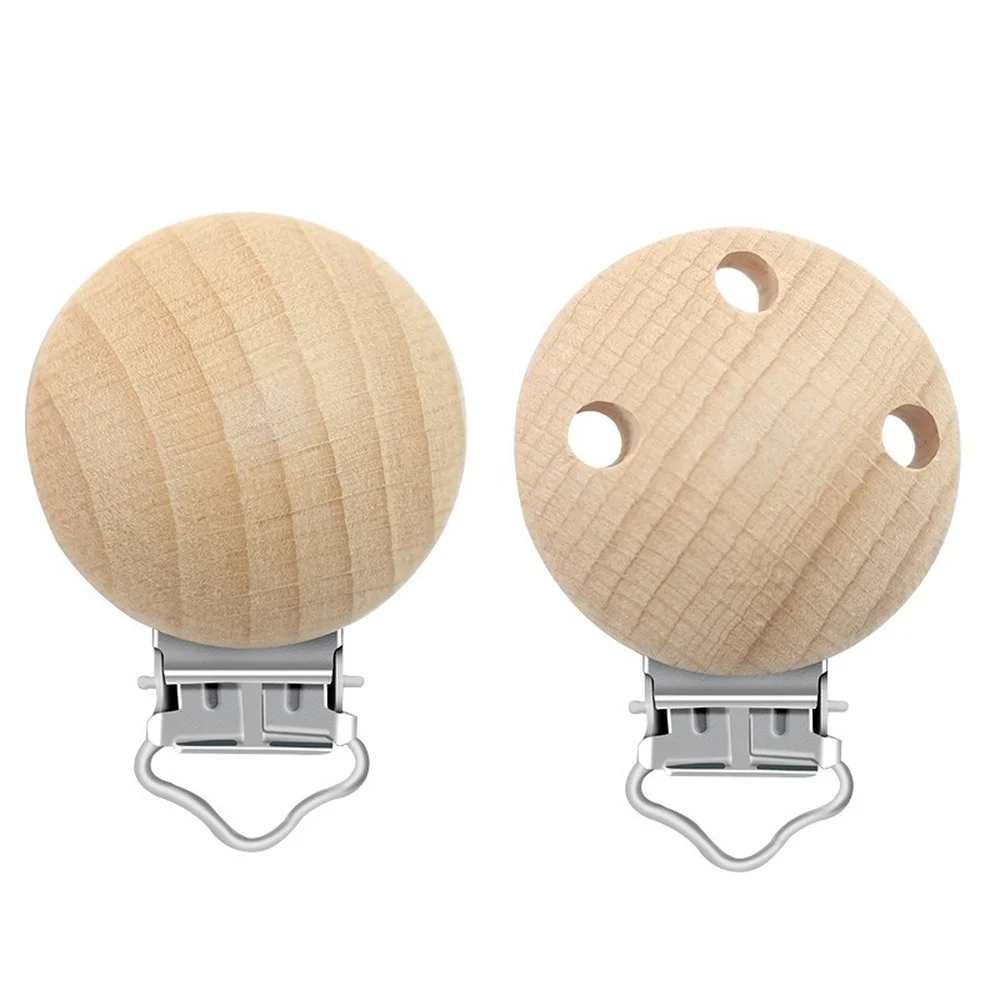 10Pcs 30Mm Wooden Pacifier Clip Nursing Accessories Beech Pacifier Clips Chewable Teething Diy Dummy Clip Chains Baby Teether