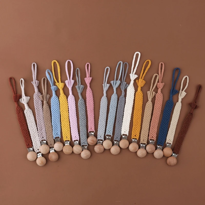 Baby Ciuccio Catena Uncinetto Perline Clip In Legno Massaggiagengive In Legno Minuscola Asta Manichino Clip