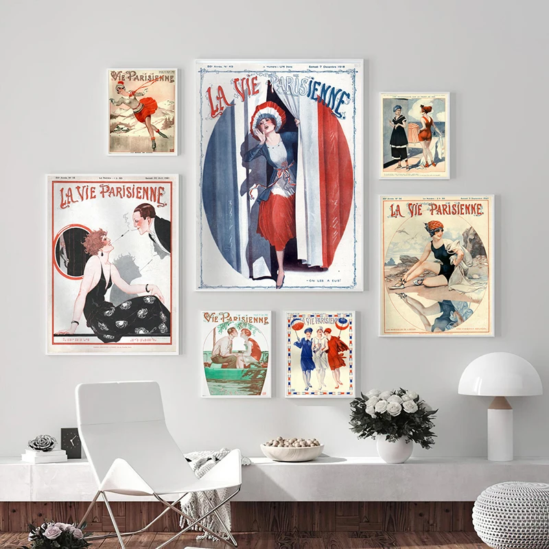 La Vie Parisienne Vintage Fashion Magazine Poster E Stampe Retro French Wall Art Pictures Beautiful Woman Wall Pictures Decor