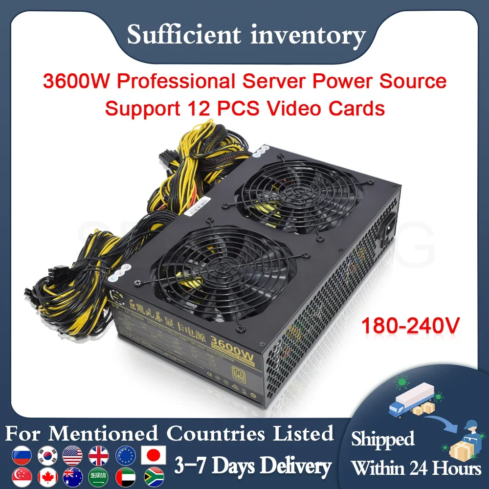 Alimentatore Atx Da 3600W Di Alta Qualità Supporto Bitcoin 12 Card Miner Rig Pico Btc Etc Mining Psu