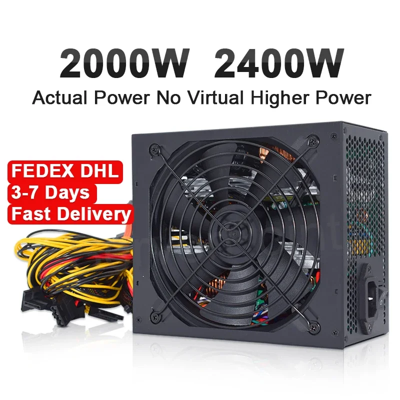 2000W 2400W Bitcoin Mining Psu Pc Del Computer Di Alimentazione Mining Rig 8 Gpu Atx Ecc Rvn Moneta 12V 4 Pin Di Alimentazione