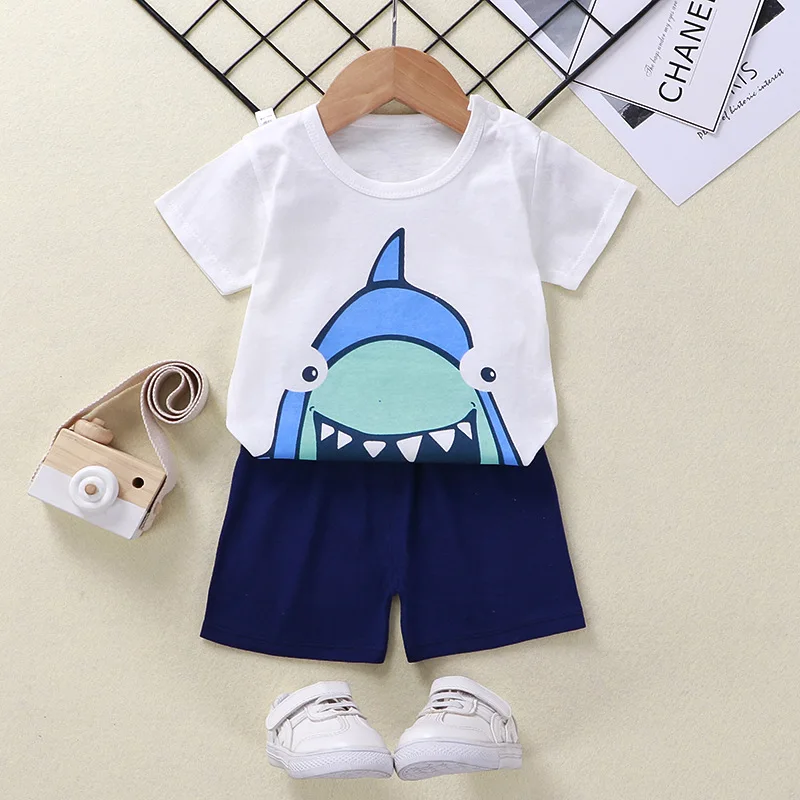 Designer Boy Clothes Shark T-Shirt Abbigliamento Suit 2 Pezzi Set Per Baby Summer Outfit Toddler Boy Girl Abbigliamento Per Bambini Wear