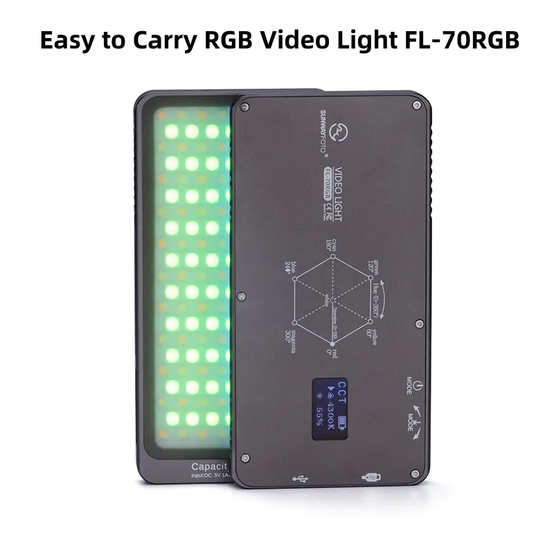 Sunwayfofo Studio Lighting Fl-70Rgb Led Video Light Per Studio Fotografico Fotografia Su Dslr Camera Vlog Youtube Video