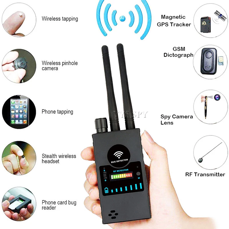 G528B Rilevatore Di Telecamere Nascoste Doppia Antenna Segnale Rf Wifi Secret Covert Cam Gsm Mobile Audio Gps Tracker Mini Spy Bug Scan Finder
