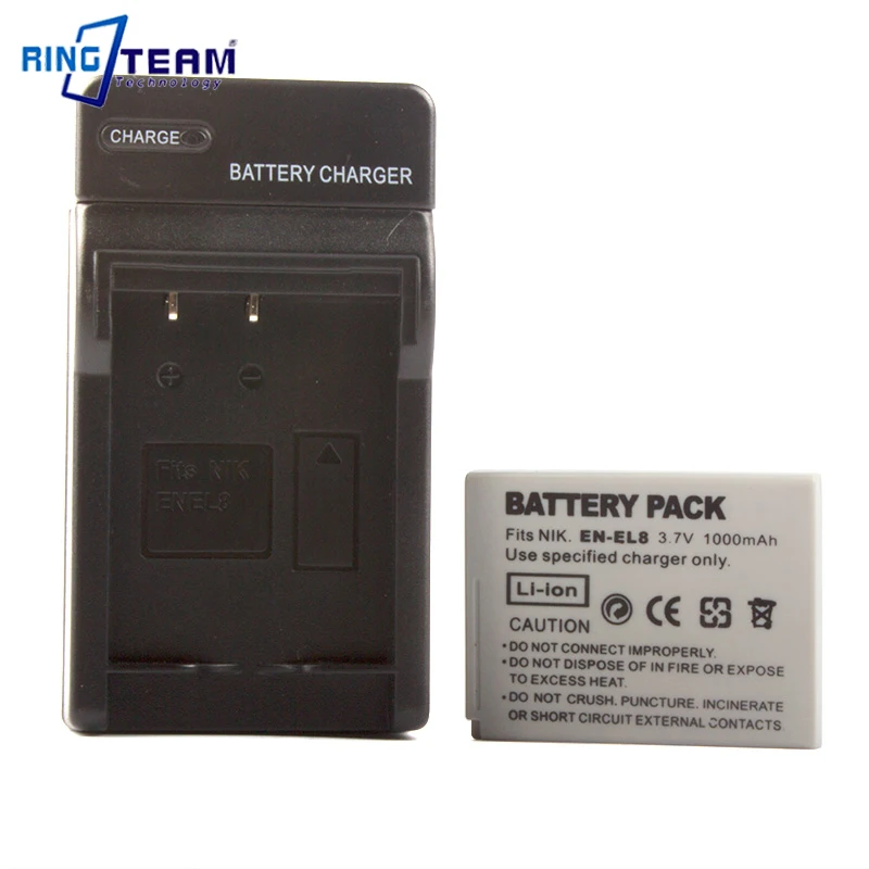 1 Pz En-El8 En El8 Enel8 Batteria + 1 Pz Caricabatterie Adatto Per Nikon Coolpix S1 S2 S3 S5 S50 S51 S52 S50C S51C Fotocamera Digitale