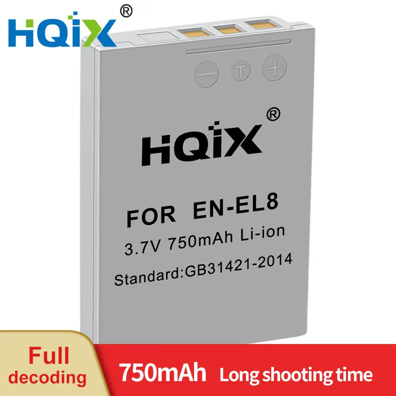 Hqix Per Nikon Coolpix S2 S3 S4 S5 S6 S7C S8 S9 S50 S50C S51C P1 P2 L1 L2 Fotocamera En-El8 Caricabatterie Batteria