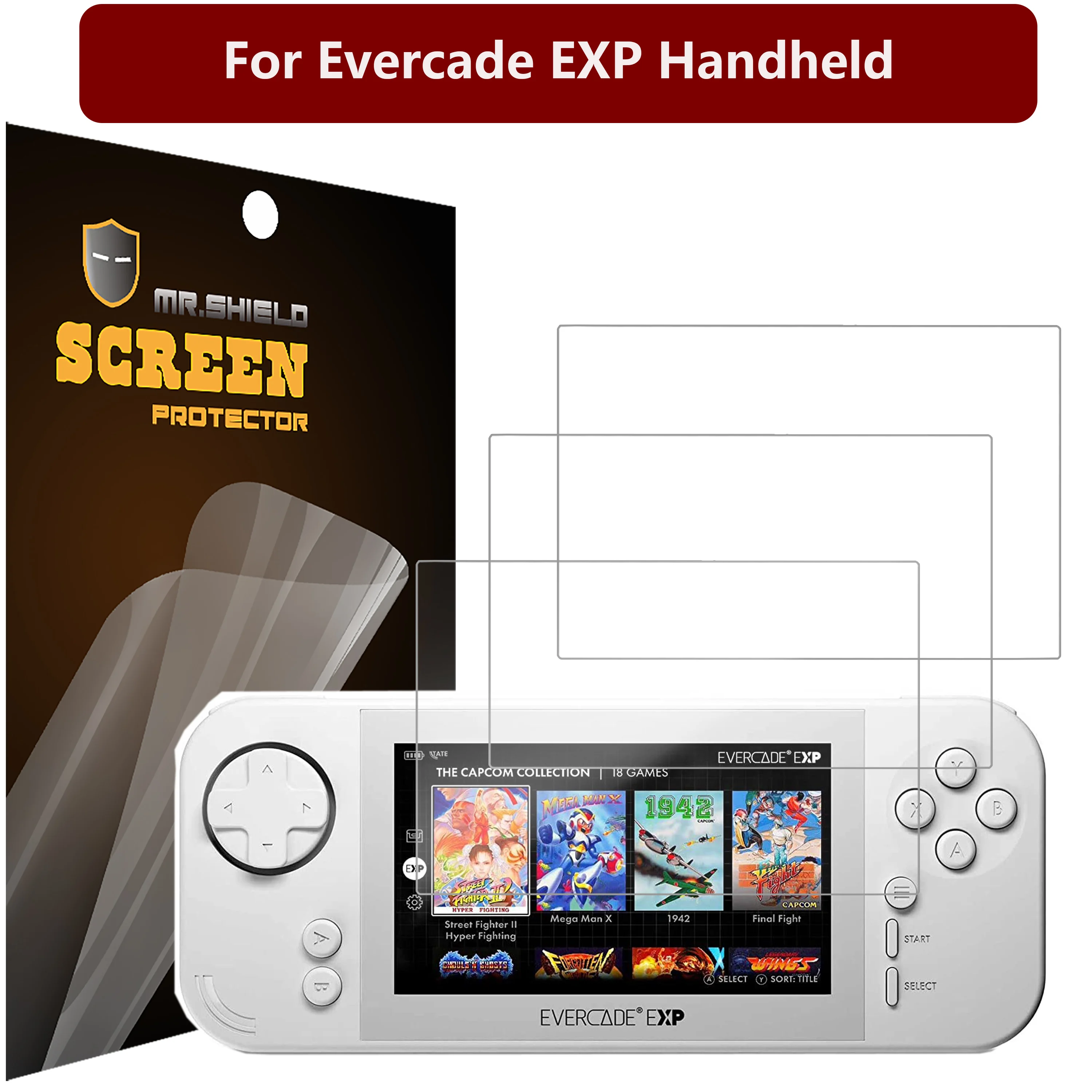 Mr.Shield [Confezione Da 3] Protezione Dello Schermo Per La Protezione Dello Schermo Trasparente Premium Portatile Evercade Exp Handheld