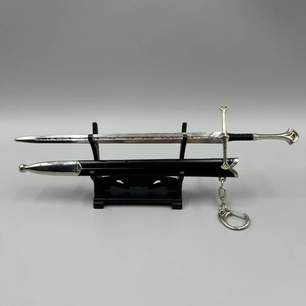 22Cm Aragorn Narthil Sword Elves Anduril Anello Arma Medievale Metallo Katana Samurai Sword Portachiavi Ornamenti Regali Giocattoli Per Ragazzi