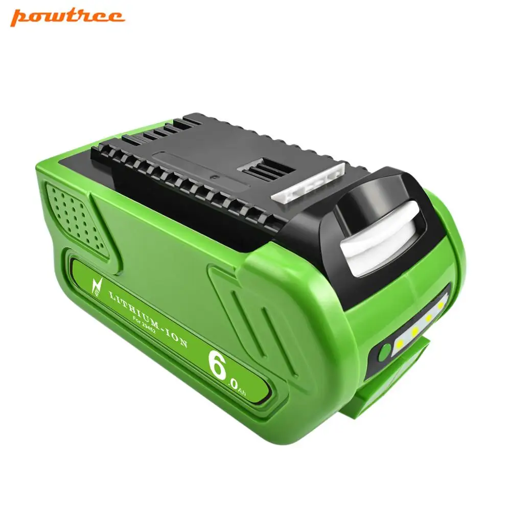 Powtree 40V 6.0Ah Batteria Ricaricabile Per Greenworks 29462 29472 29282G-Max Gmax Sostituzione Tosaerba Batterie Per Utensili Elettrici