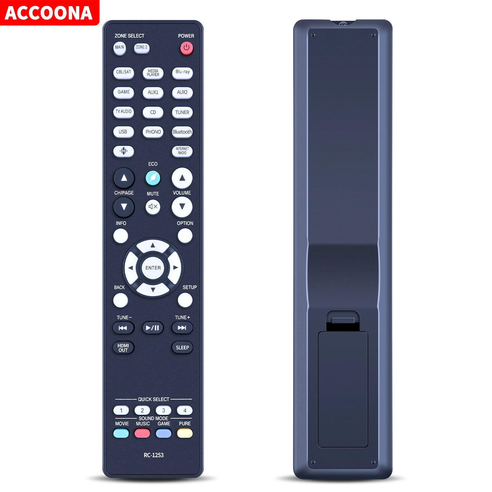Telecomando Sostitutivo Per Ricevitore Surround Denon Avr-S660H Avr-S760H Avr-X2800H Rc-1253 Av A/V