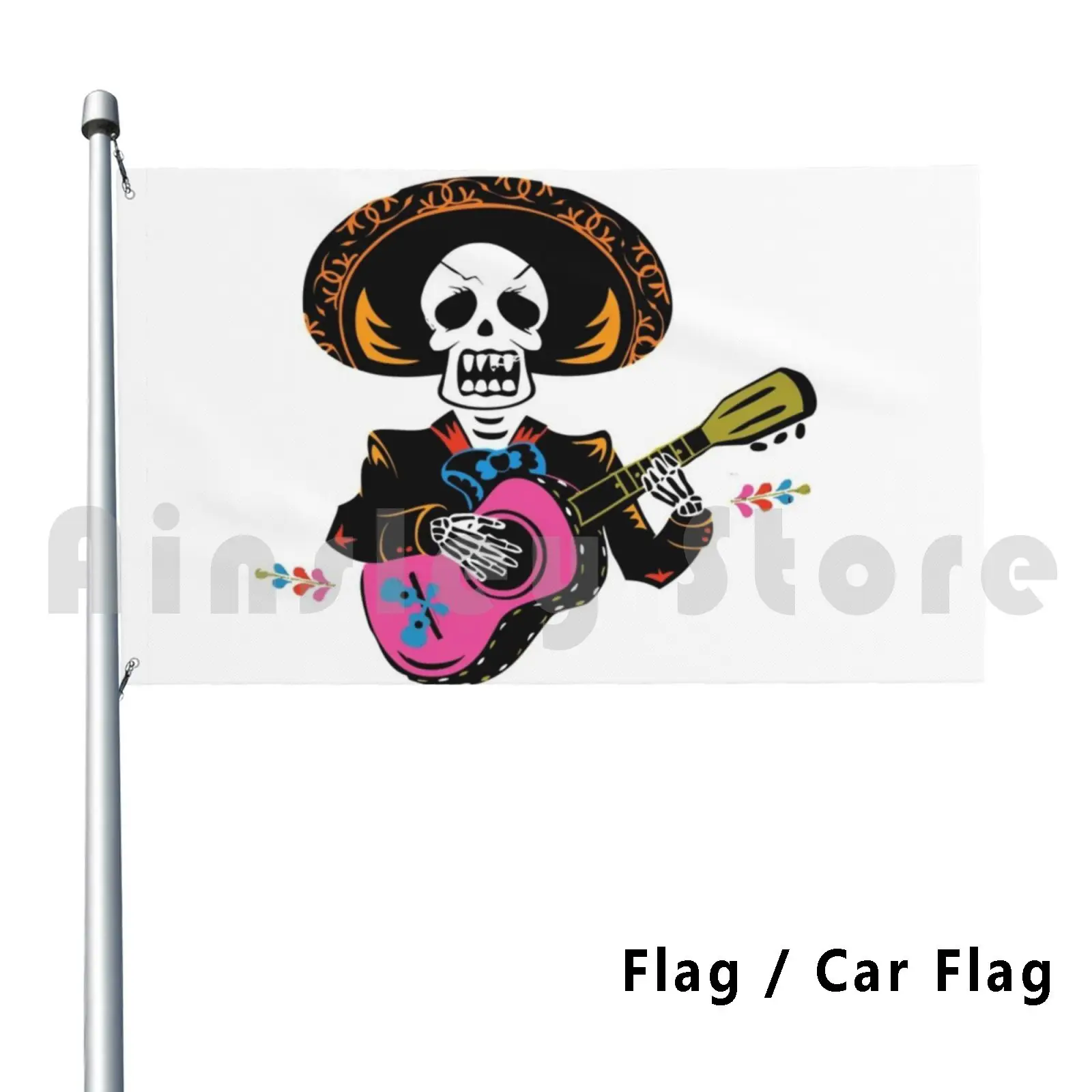 Mariachi Coco Outdoor Decor Flag Car Flag Coconut Films Movie Mexico Mariachi Colors Skull Mexican Skull Dead Music