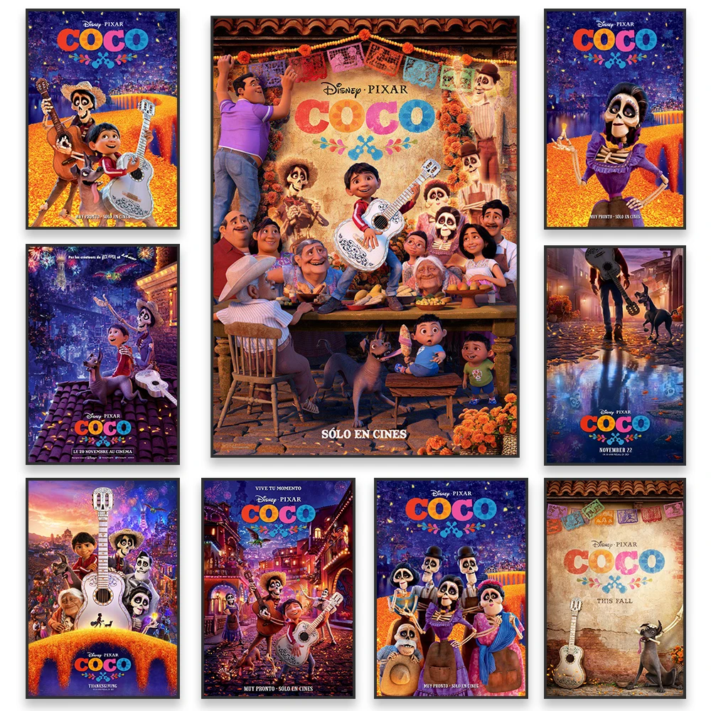 Family Love Disney Movie Coco Poster Poster Di Film Motivazionale Cartoon Film Prints Kids Room Wall Art Canvas Painting