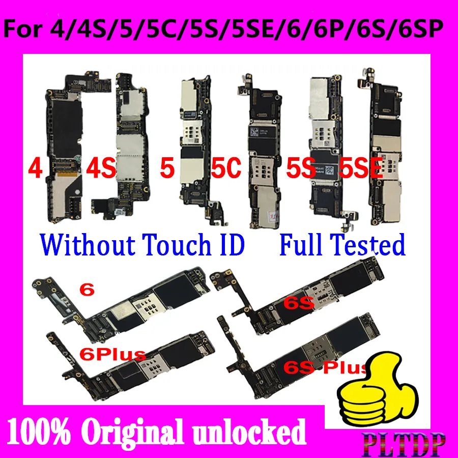 Scheda Madre Per Iphone 5 5C 5S Se 6 Plus 6S Plus Piastra 32Gb 64Gb Senza Scheda Logica Touch Id Scheda Madre Sbloccata Originale Al 100%