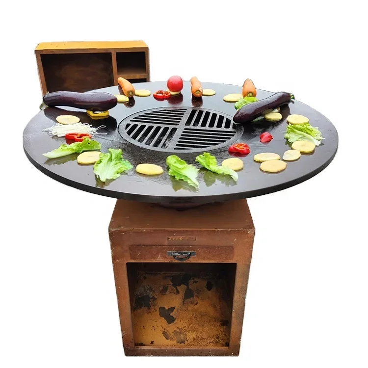 Fornello Da Esterno In Metallo Corten Fire Pit Barbecue Grill Bbq