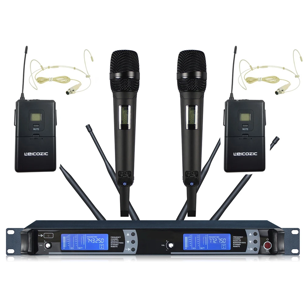 Leozic 600-800Mhz True Diversity Stage Wireless Uhf Microfono Profesionales De Estudio Per Singer Skm9000