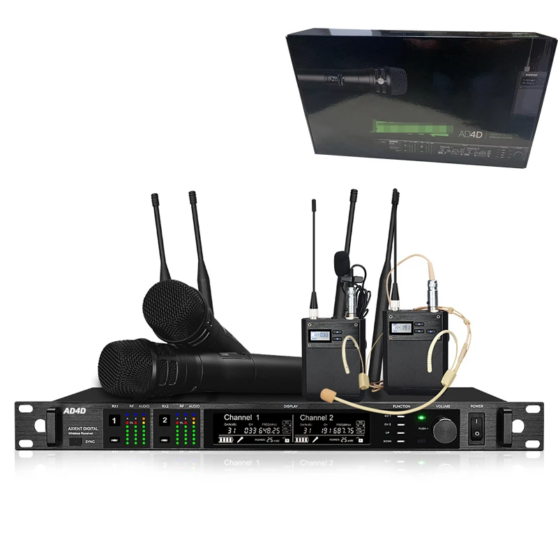 Ad4D Digital Uhf Wireless Stage Microfono True Diversity Microfono A Doppio Canale Ksm8 Auricolare Lavalier Portatile Microfono Ksm9