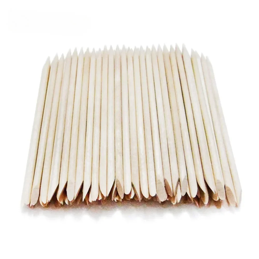 100 Pz Nail Cuticle Pusher Orange Wood Sticks Nail Manicure Remover Design In Legno Nail Gel Polish Drawing Stick Per Nail Art