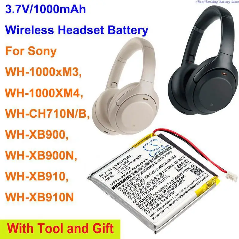 Cameron Sino 1000Mah Batteria Lis1662Hnpc Per Sony Wh-1000Xm3, Wh-1000Mx4, Wh-Ch710N/B, Wh-Xb900, Wh-Xb900N, Wh-Xb910, Wh-Xb910N
