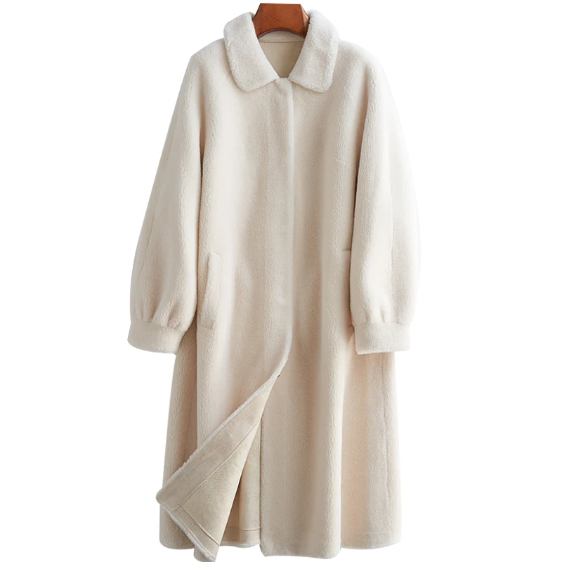 2020 Nuovo Fondo Lungo Overknee Cappotto Tosato Di Pecora Donna Direttamente Canister Grana Lana Pelle E Pelliccia Cappotto Sciolto