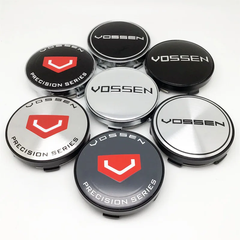 4Pcs 60Mm Vossen Precision Wheel Center Cap Mozzi Car Styling Cerchi Cover Lega Black Chrome Emblem Badge Accessori Per Lo Styling Dell'Auto
