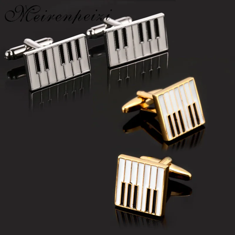 Pianoforte Gemelli Oro Argento Colore Pianoforte Tastiera Polsino Link Camicia Gemelli Donna Materiale Rame Gemelli