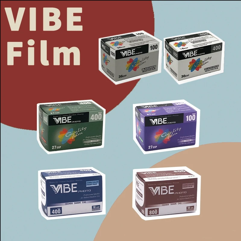 Vibe Color/ B & W Film Iso 100/400/800 135 Pellicola Negativa 27Exp/Roll Per Fotocamera Vibe 501F 135