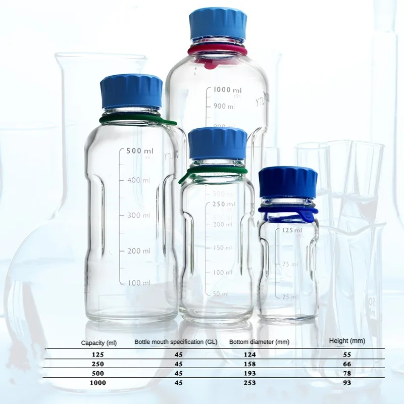 Tedesco Schott Duran Youfity Flacone Di Siero Gl45 125/250/500/1000Ml Laboratorio Blue Cap Flacone Di Reagente Bottiglia D'Acqua Bottiglia Di Vetro