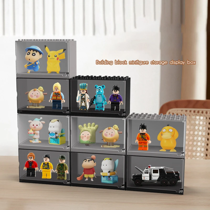 Minifigures Vetrina Acrilica Action Figure Building Block Display Box Custodia Impilabile Per Figurine Giocattoli Da Collezione