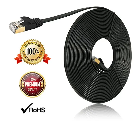 Cavo Di Rete Patch Piatto Ethernet Cat7 10M 30Ft, Schermato (Stp) Con Connettori Rj45 Snagless